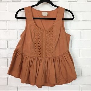 Anthro Vanessa Virgina Orange Peplum Top Size 4